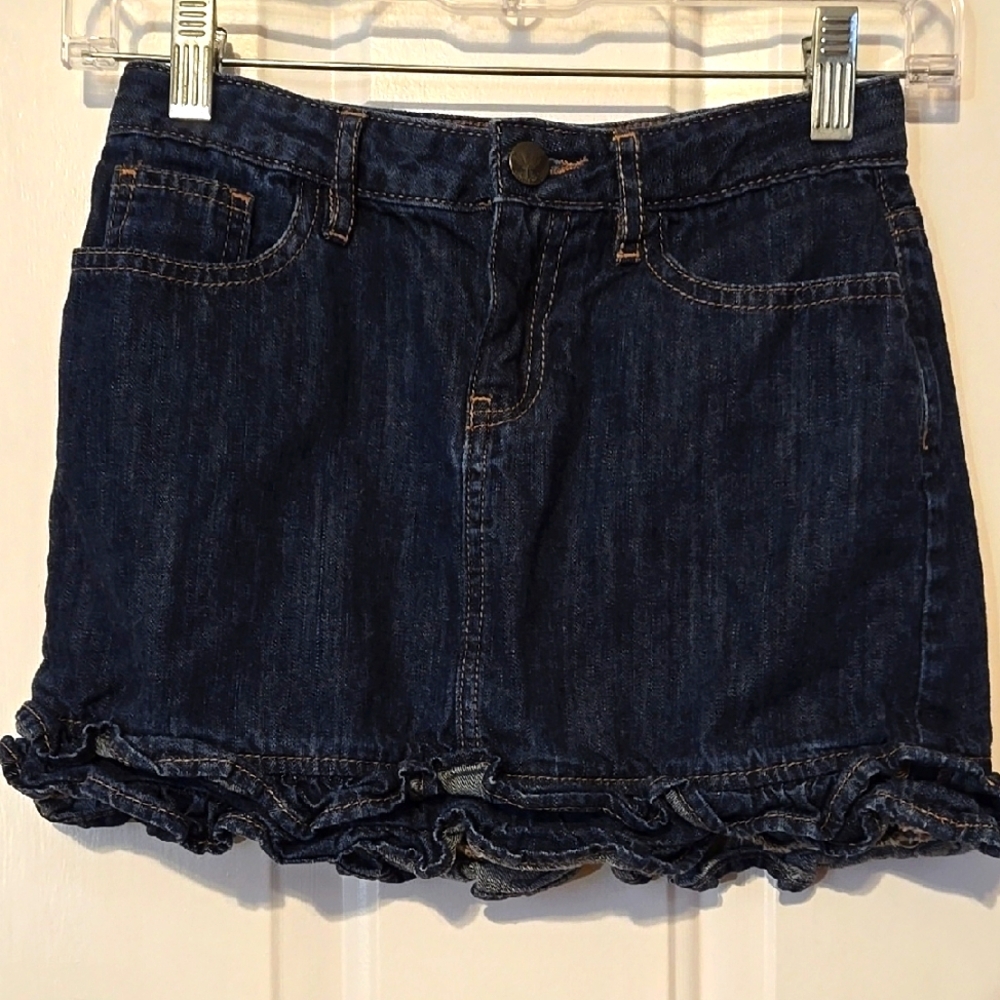 Gap Kids, Jean Skirt, Child's Sz 12, Ruffled Denim, 100% Cotton Skirt, Zipper